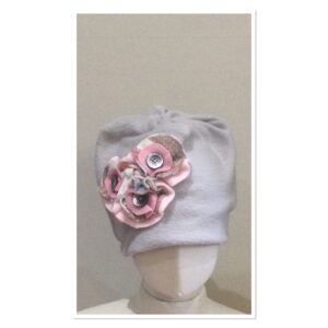Beige Floral Fleece Beanie