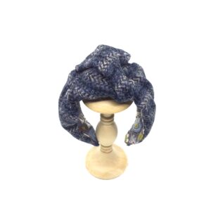 Winter Headband Blue/Grey Harris Tweed