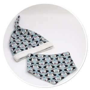 Knot-top Beanie & Bib Set Puffins
