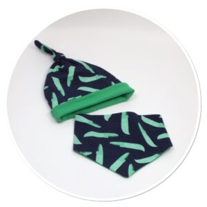 Knot-top Beanie & Bib Set Crocodiles