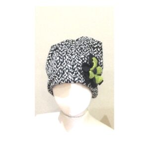 Black / White Floral Fleece Beanie