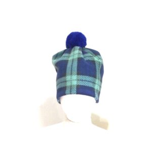 Pom Pom Beanie Navy Check