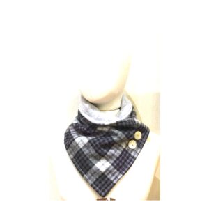 Wool Neckwarmer Black & Lilac Check